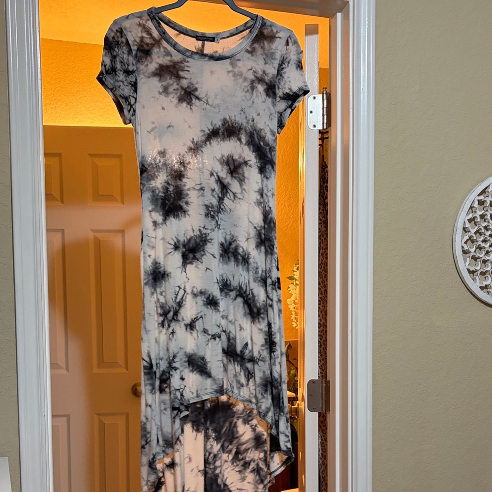 EARTHBOUND Black and White Tie-Dye High Low Dress